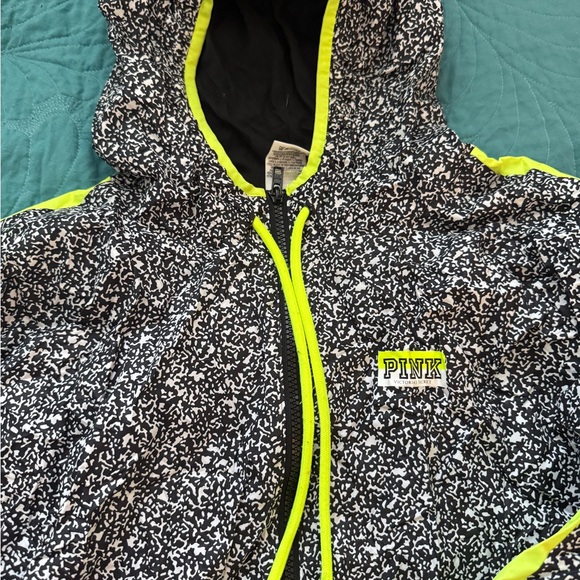 Victoria Secret Black and Yellow Hooded Rain Jacket - Picture 2 of 3
